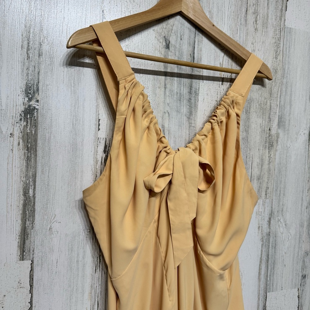 Abercrombie & Fitch Tan Cream Cinched Neck Slip Midi Dress Size XL Vacation - Picture 4 of 10